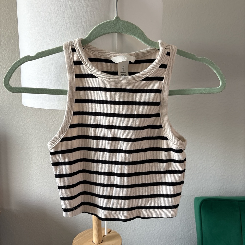 H&M black and white striped top